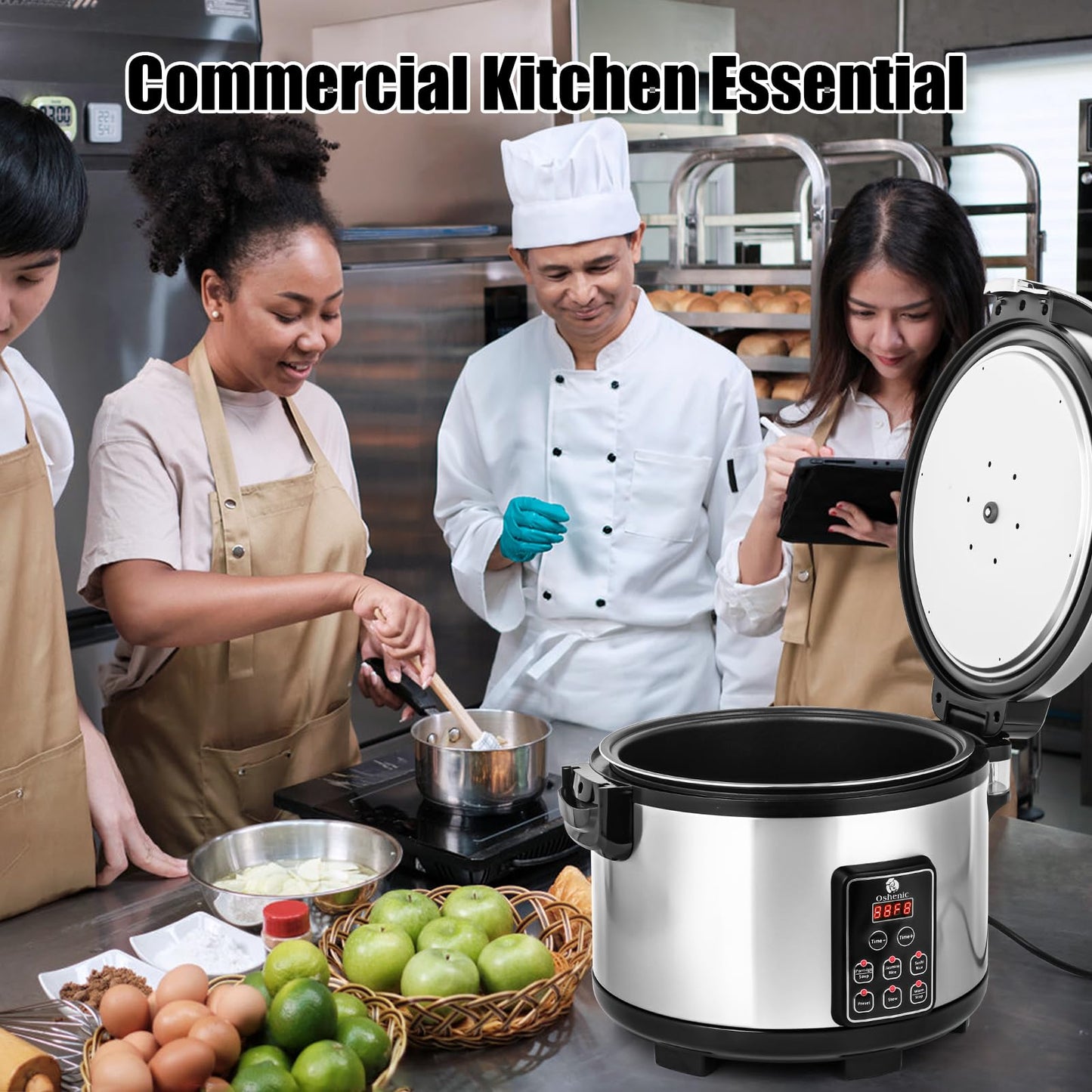 Oshenic Commercial Rice Cooker,15.85QT/84 Cups Cooked Rice,15L Extra Large Capacity Rice Cooker & Warmer,1350W Fast Rice Cooker With LED Display,Nonstick Inner Pot,Multi-Function Electric Rice Maker