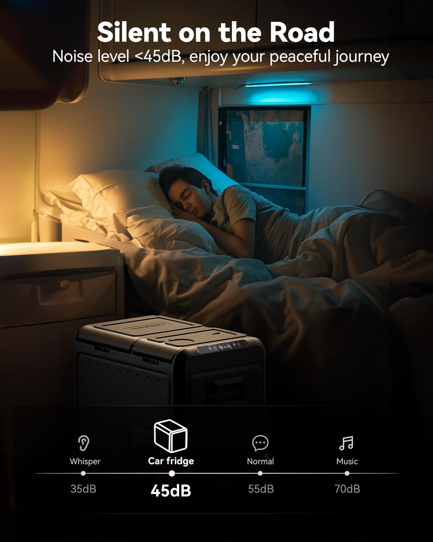 WOLFBOX 12V Car Refrigerator, 58 Quart Dual Zone Car Fridge, Portable Freezer(-8℉~68℉) with 12/24V DC 100/240V AC, APP Control Electric Cooler for Car, RV, Camping, Travel and Home Use