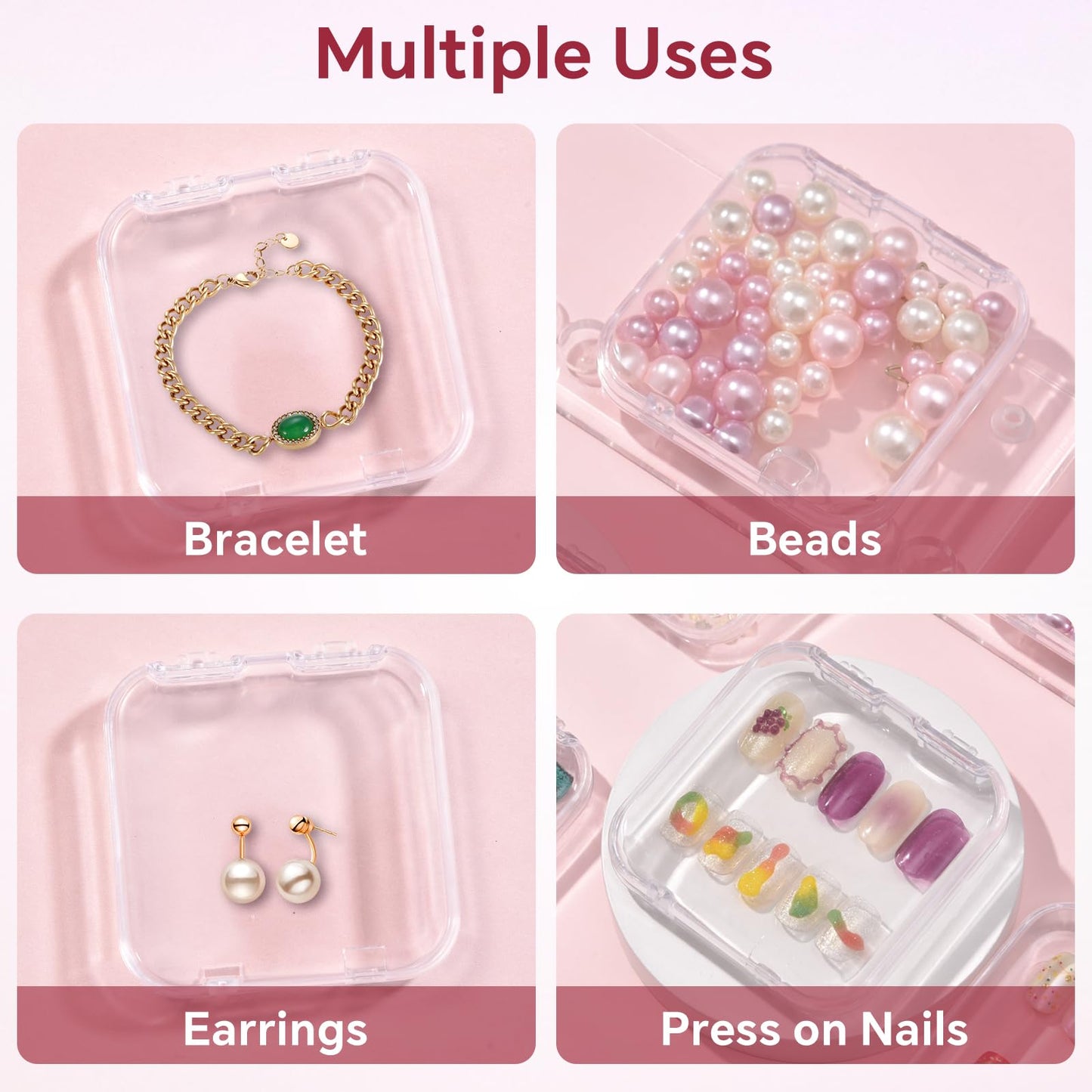 siyuwuro 18Pcs Press On Nail Storage Box with 90Pcs Adhesive Double Sided Tape for Artificial Fake Nails Organizer Case Clear Nail Packaging Container Box Nail Display Nail Salon Supplies