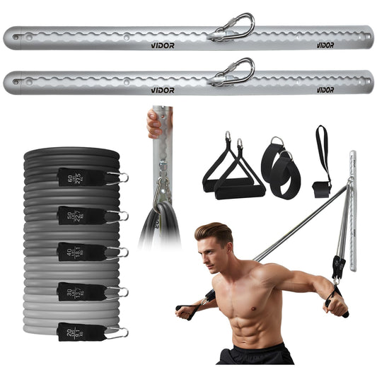 Resistance Band Wall Mount System - Heavy Duty Wall Anchor for Resistance Bands, Workout Wall Anchor with Aluminium Bracket for Home Gym Cable Machine & Fitness (2 Rails and Green Resistance Band)