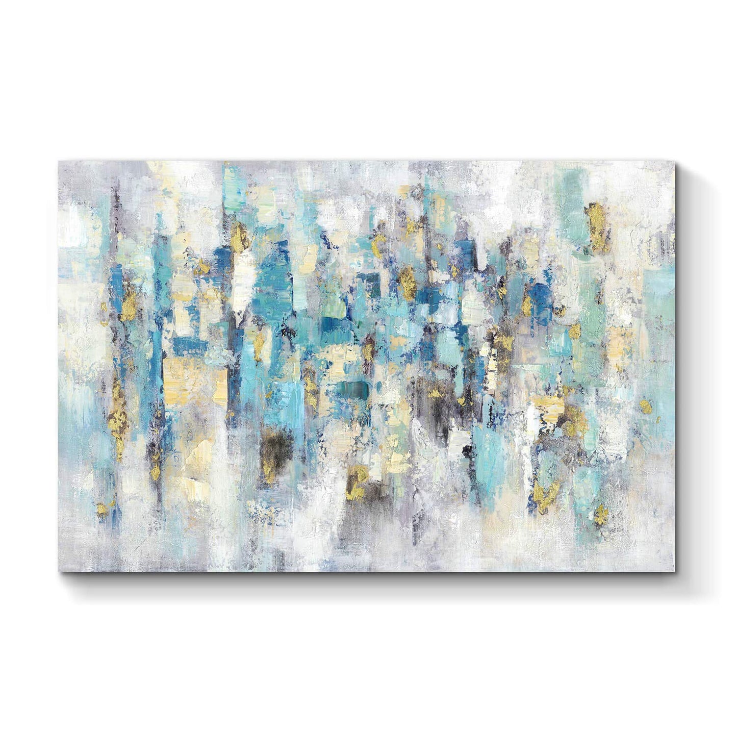 Abstract Modern Picture Wall Art: Blue Artwork Painting on Canvas for Office Living Room (45'' x 30'', Multiple Sizes)