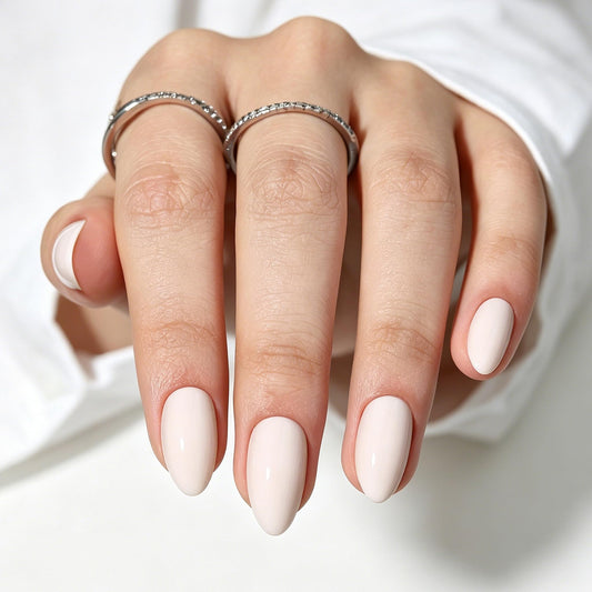 Bonitiva Short Almond Press On Nails, Glossy White Soft Gel Reusable, 32PCS 16 Sizes, Salon Quality Long Lasting Fake Nails with Nail Glue & File Kit for Women Girls, Daily Wear