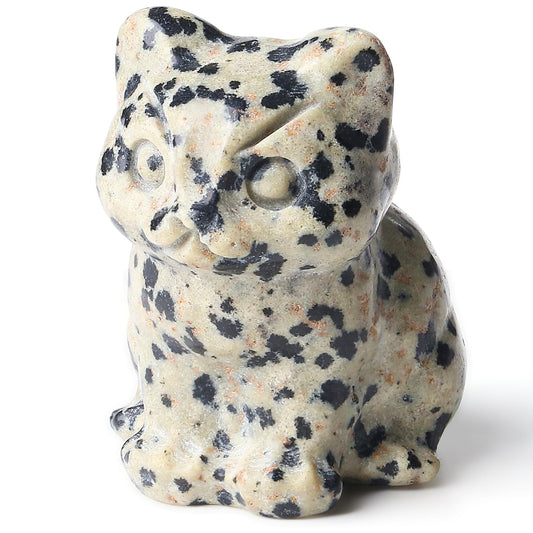 DUQGUHO Dalmatian Jasper Cat Gifts Decor Cat Crystals Figurines Gifts for Women Lucky Cute Cat Statue Room Desk Decor for Women Men 1PC