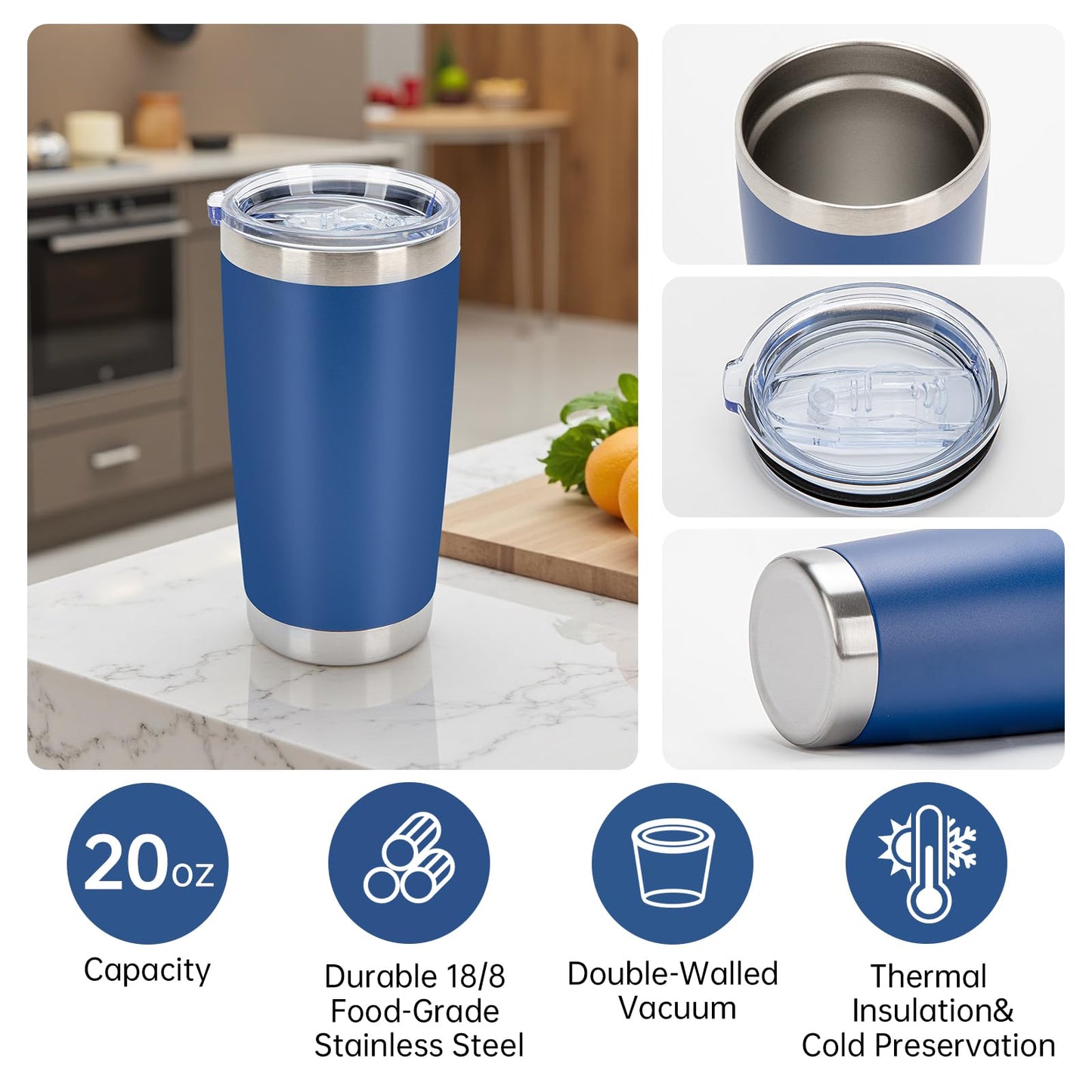 IEOVIEE 32 Pack, 20oz Stainless Steel Bulk Tumblers with Lids and Straws, Double Wall Insulated Travel Coffee Mug, Durable Powder Coated Tumbler Bulk Cup for Cold and Hot Drinks(Mixed color)