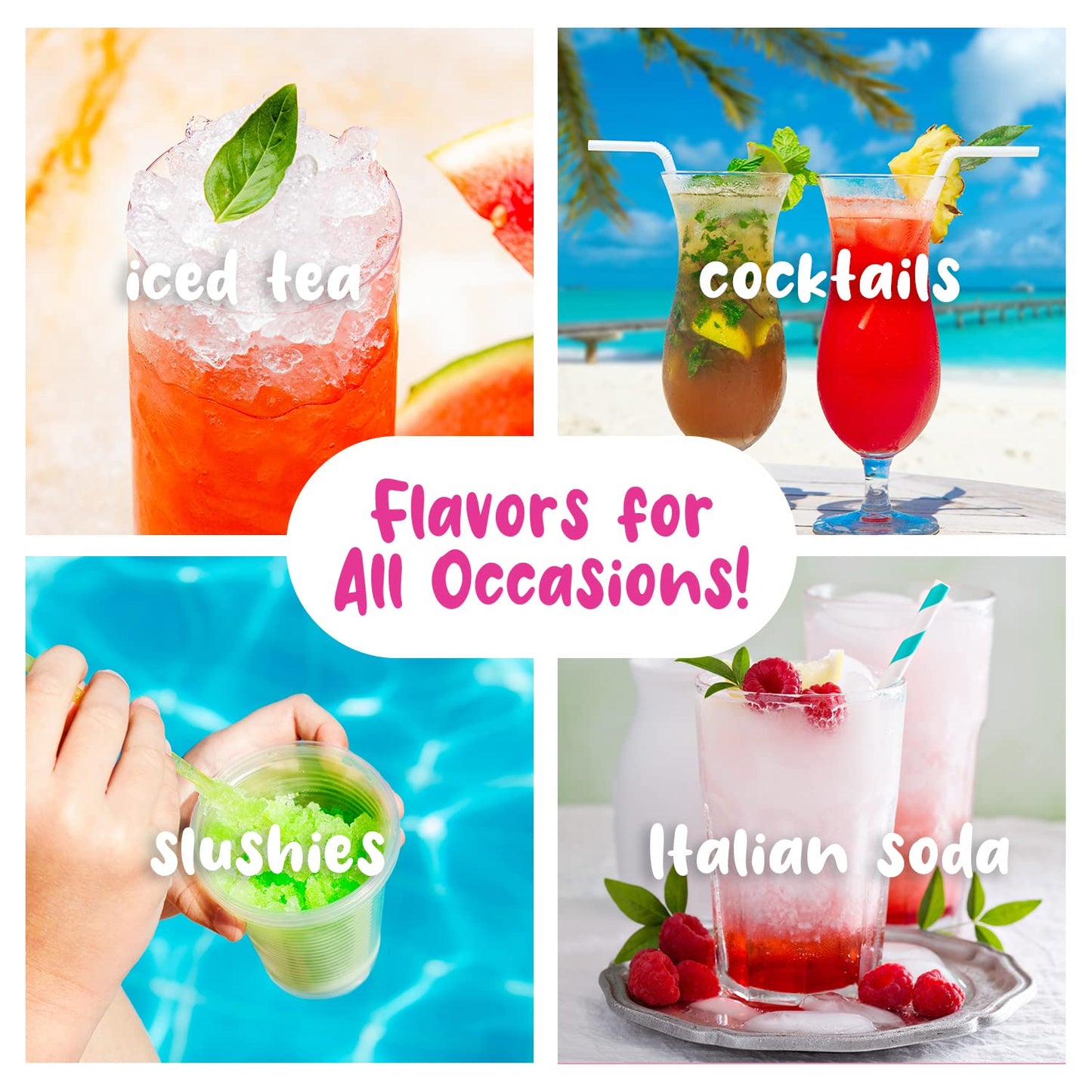 Hawaiian Shaved Ice Syrup Gallon 4-pack, Cherry, Grape, Blue Raspberry & Tiger’s Blood, for Slushies, Italian Soda, Seltzers, Popsicles, & More, No Refrigeration Needed, Allergy-friendly