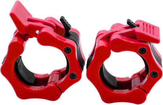 GW Tech Barbell Clamps 2 inch, Heavy Duty Exercise Collars 2" Quick Release Pair of Locking Pro Olympic Weight Bar Plate Locks Collar Clips for Workout Weightlifting Fitness Training - Red