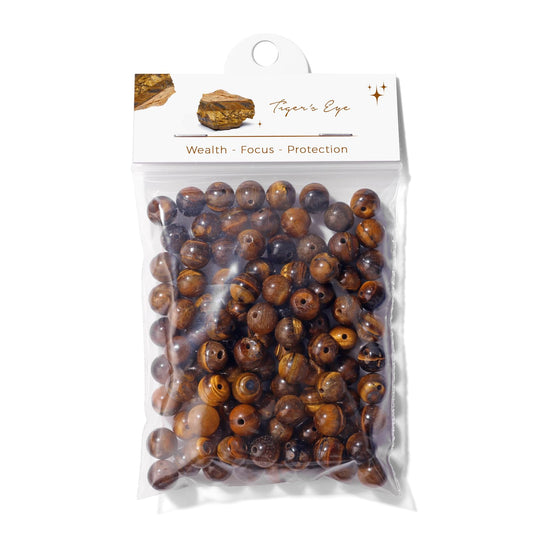 Raicegs 100pcs 8mm Tiger’s Eye Beads Natural Gemstone Beads Round Loose Beads for Jewelry Making DIY Bracelets Necklace