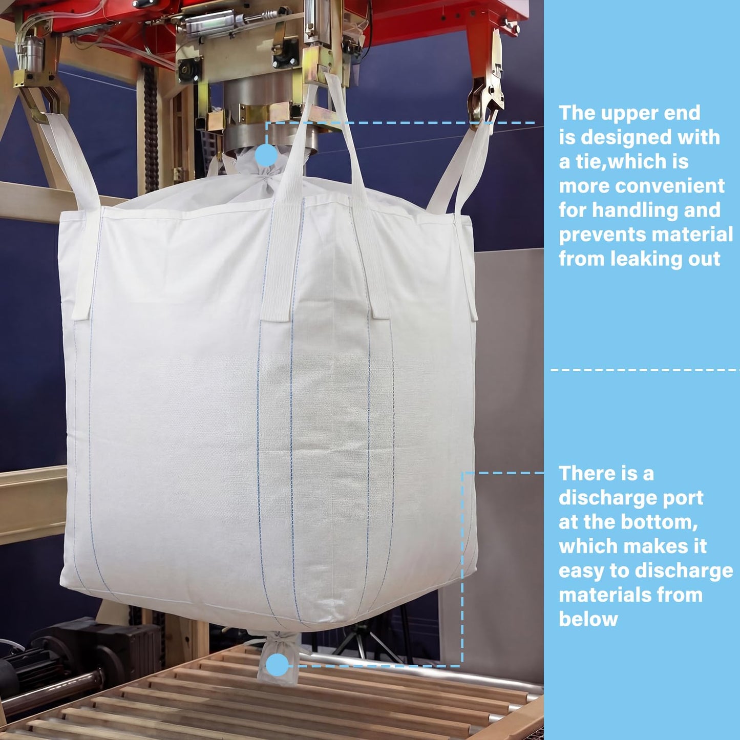 Aliceset 8 Pcs FIBC Sack Bag Bulk 1.5 Ton Bag 3300lbs SWL 35"L x 35"W x 43"H Heavy Duty Large Sand Sacks with Duffle Bottom Handle Polypropylene for Industrial Agriculture Transport Construction