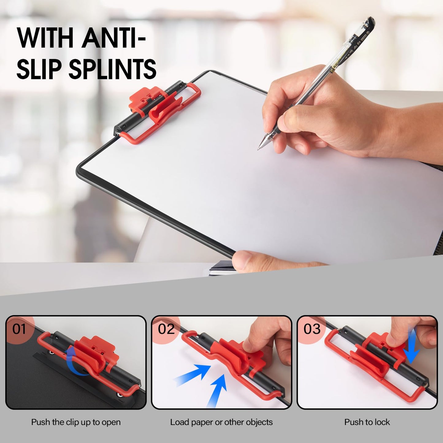 ZORVIDSON Clipboards with Pen Holder A4 Size 12.5x9 Inch Aluminum Protection Edge Clip Board for Classrooms, Offices, School, Doctor, Coaches [Upgraded Clip] (Black, 2 Pack)
