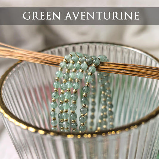 Morchic 3mm Green Aventurine Natural Gemstone Beaded Bracelet for Women, Dainty Tiny Charm Jewelry, Adjustable 7.1-8.6", Ideal Birthday Holiday Gift