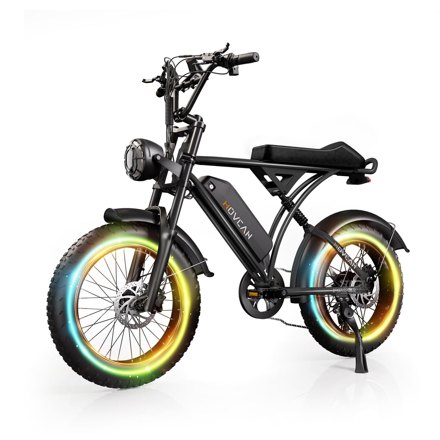 Movcan V60/V60 Pro Electric Bike, 48V 15.6/18.2Ah Removable Battery 20” Fat Tire Electric Bike, 1000/1500W Motor 30/33MPH Top Speed Electric Motorcycle, for Commute/Offroad/School/Rain/Snow Riding.