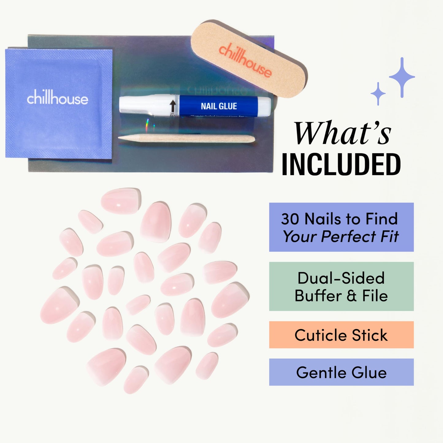 Chillhouse - Chill Tips, Press on Nails Kit - She's the Prize (Oval) - 30 Nail Shapes & Sizes - Up to 2 Weeks of Wear - Customizable - Reusable - Latina Founded, Women Owned - Beauty, Self Care