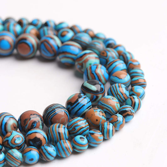 Filluck Natural Stone Beads Blue Malachite 8mm Polished Round Smooth Gemstone Beads for Jewelry Making 15 Inch(Blue Malachite,8mm)
