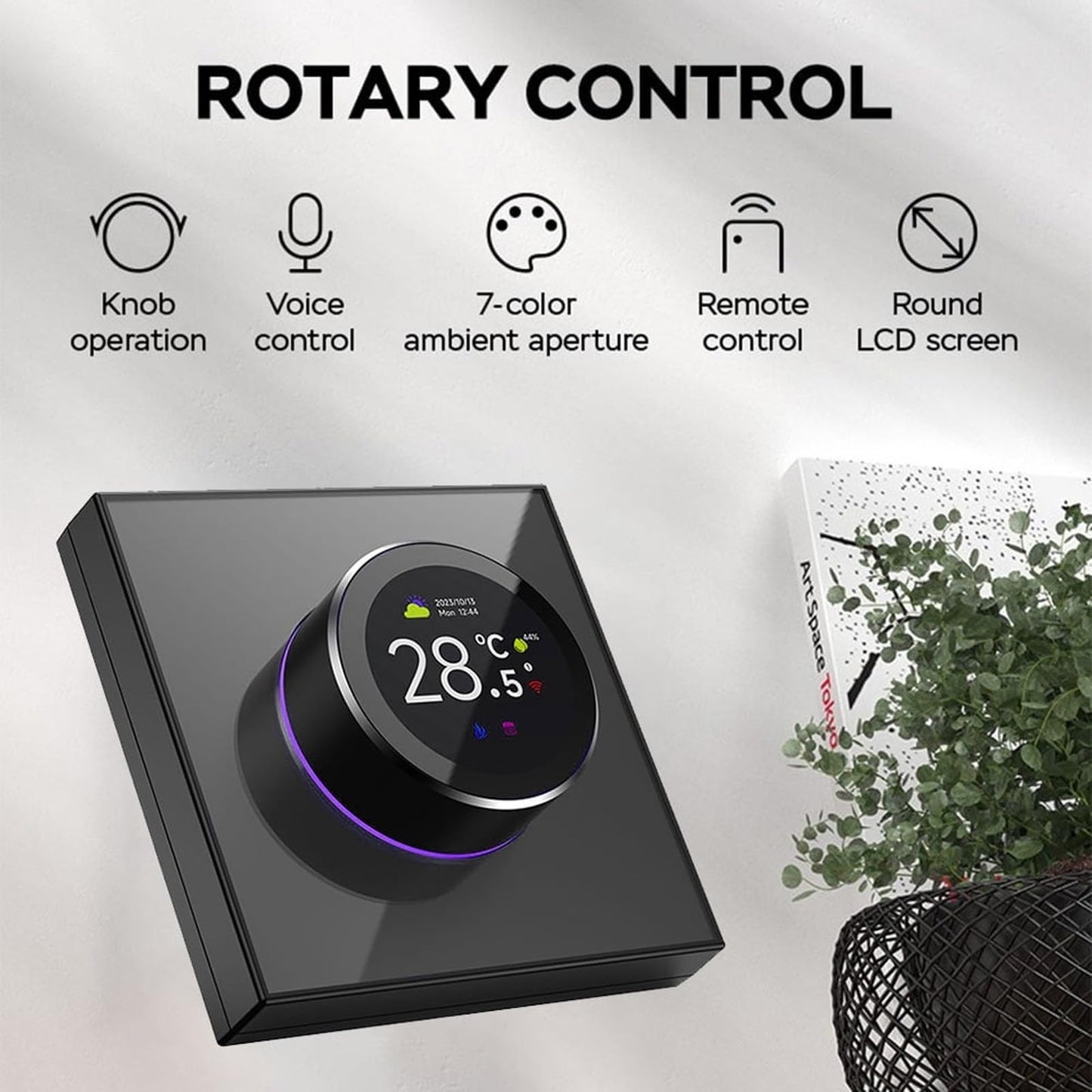 Tuya Smart Thermostat with Rotating Knob 1.32in TFT DisplayWiFi Enabled, Voice Control Compatible (Alexa/Google), Remote Temperature Control for Home HVAC Systems