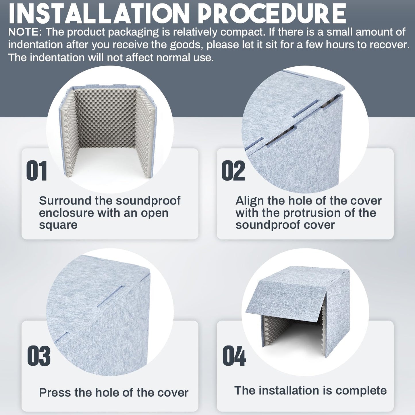 Pushglossy 28 x 28x 28 Inch Desktop Soundproof Cover Portable Vocal Recording Booth Vocal Absorbing Shield Microphone Isolation Booth Cube for Music Studio Podcasts Decreasing Noise Home, Grey