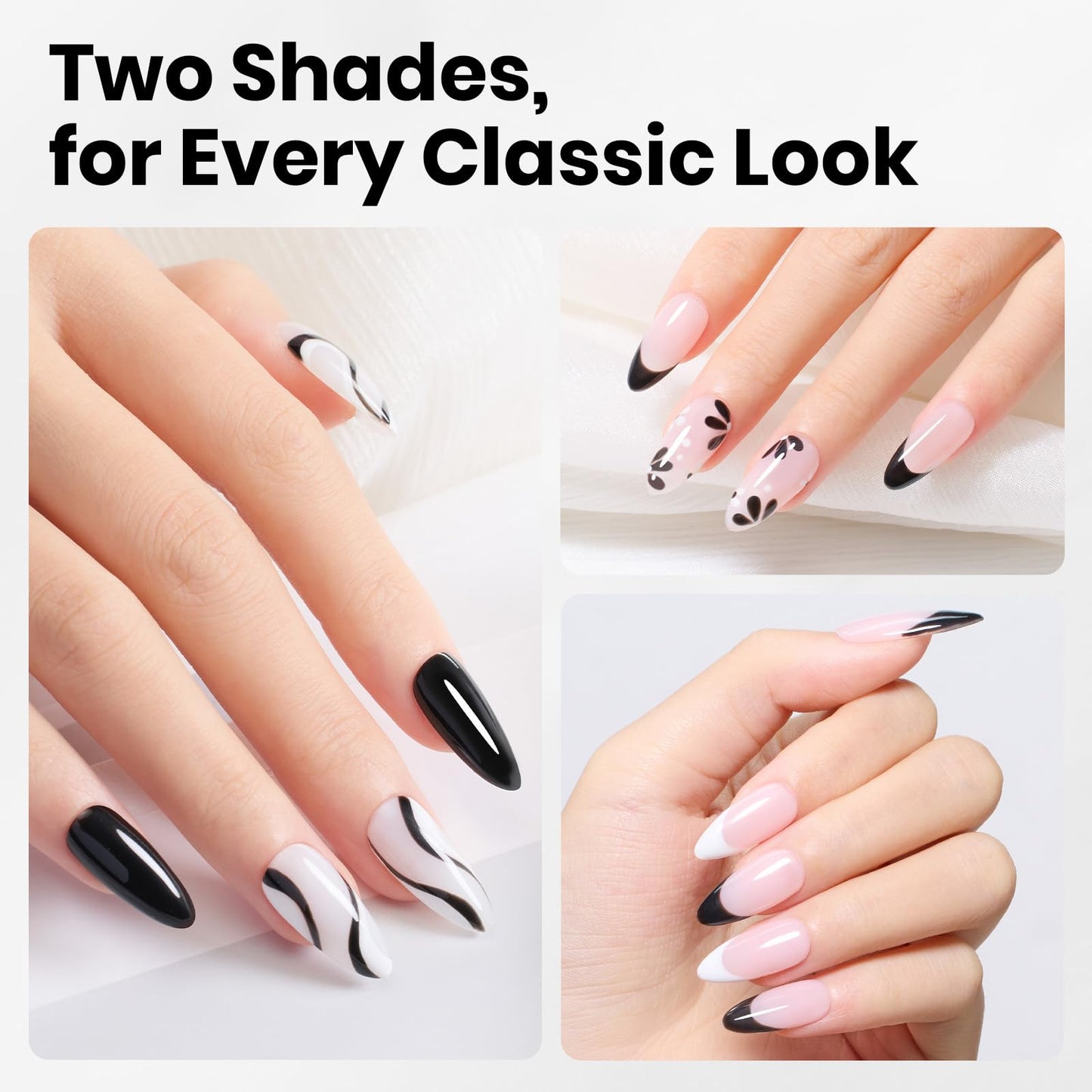 Beetles 2 Colors 10ML HEMA-Free White Black Gel Nail Polish Kit with U V Light, 6 Pcs Gel Polish Set Classic DIY Manicure Kit with Base &Top Coat Nail File Soak Off Home Salon Women Gifts