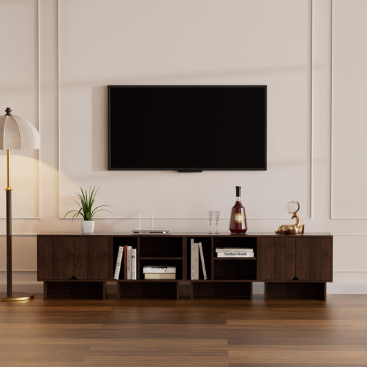 Modular TV Stand for 100-Inch TV,Also Used as Storage Sideboards,Bookcase,4pcs End Table,Nightstand,Buffet Cabinets with Adjustable Shelf,Coffee Table for Living Room,Dining Room,Bedroom, Walnut
