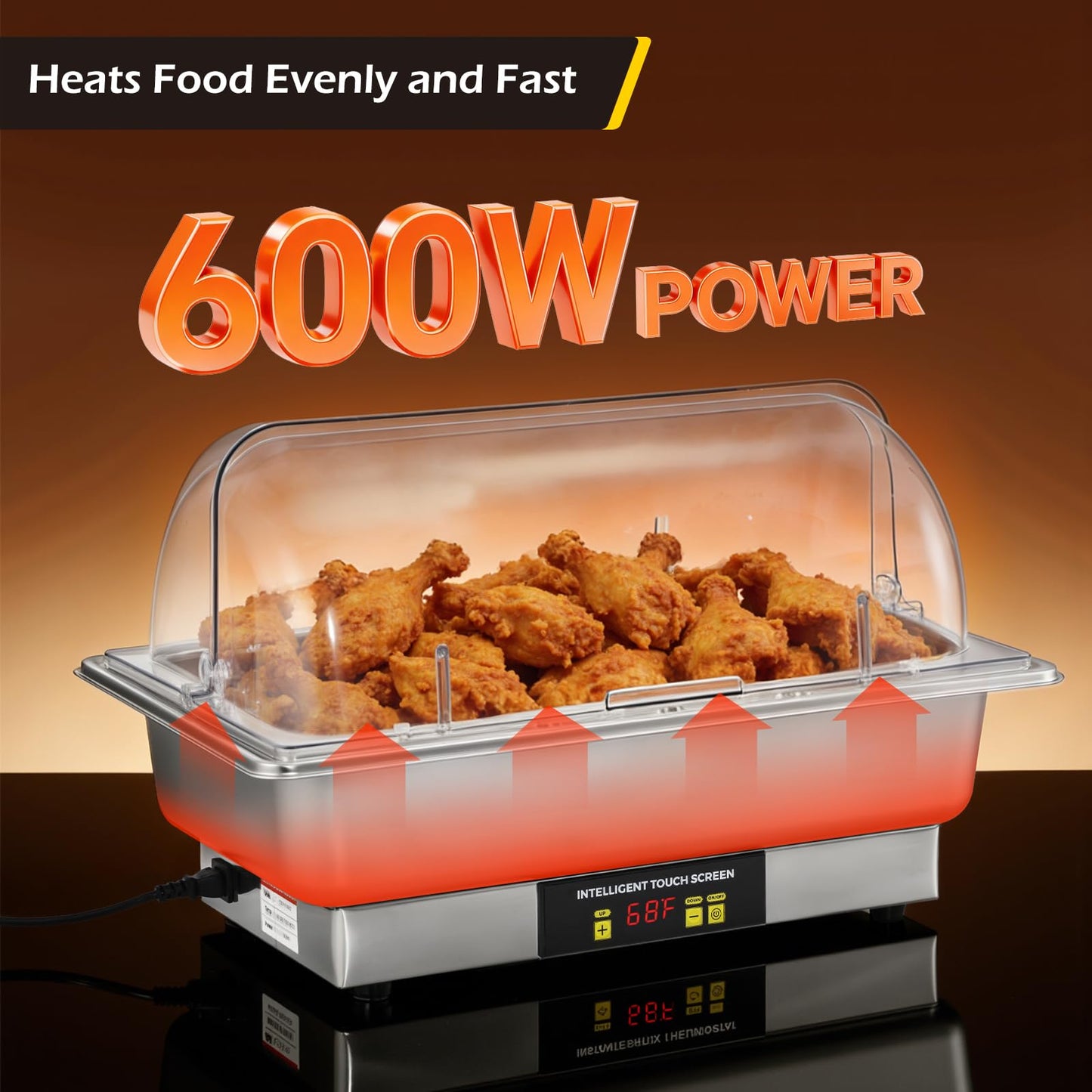 Dyna-Living Electric Chafing Dishes for Buffet, 9.5QT Full Size & Half Size Chafing Dish Buffet Set 600W Electric Buffet Servers and Warmers with Temp Control Display Food Warmers for Parties Catering