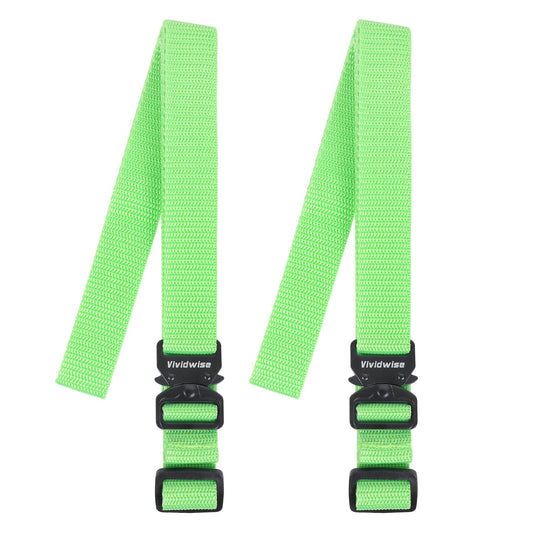Vividwise Utility Straps with Metal Quick Release Buckle, Adjustable Nylon Belt Backpack Accessories Sleeping Bag Strap for Hiking, Travel, Outdoor Sports (Green-Metal Buckle, 1" W-48 L)