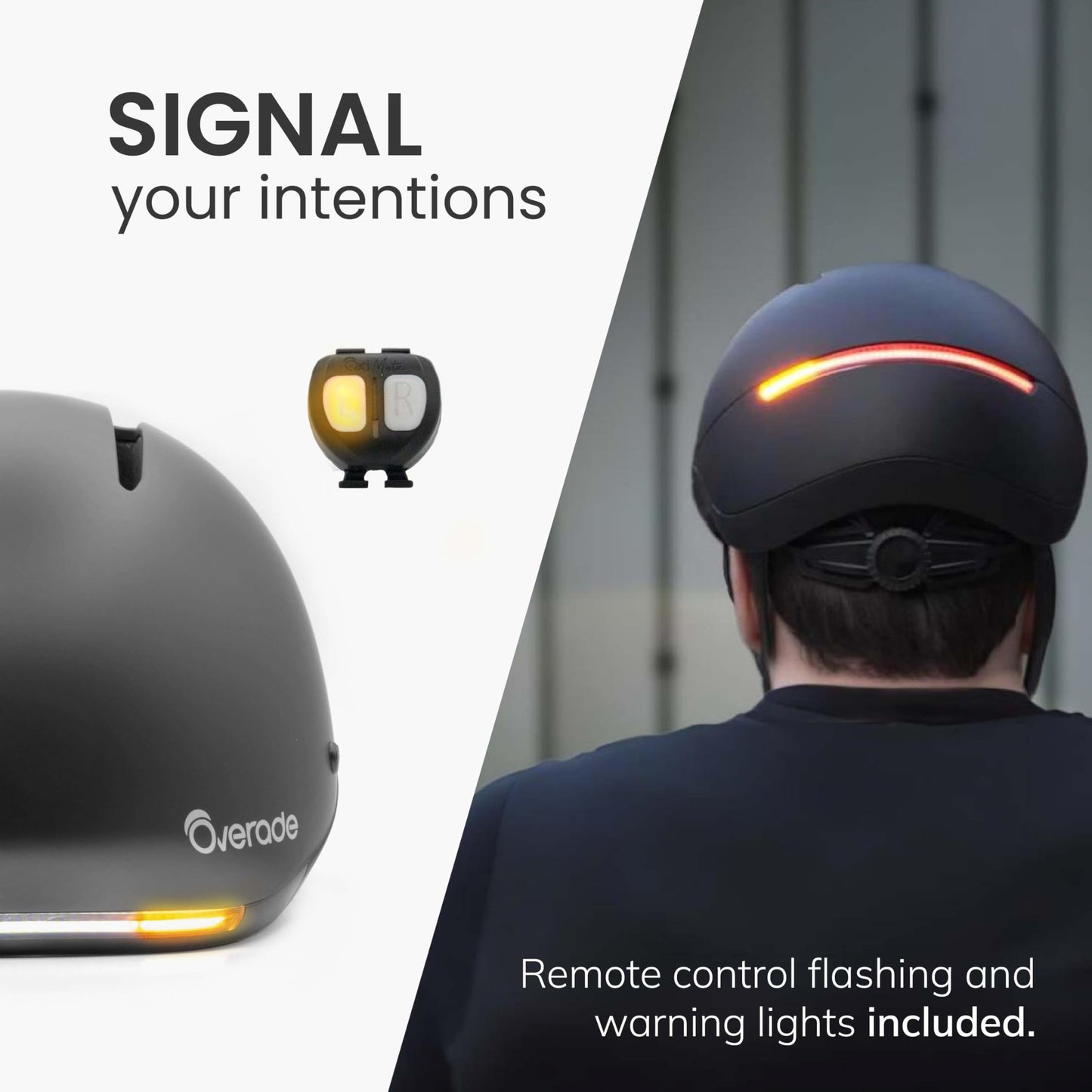 Overade Life Helmet for Bikes and e-Scooters, with Powerful Front/Rear Lighting - Flashing Function - One Size fits All (Pearl Grey)