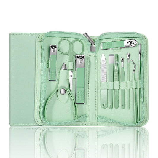 Nail Clippers Set Fingernail and Toenail Clipper Cutters, Manicure Pedicure Kit -22 Pieces Stainless Steel Professional Grooming Kits, Nail Care Tools with Green Zipper case (RHYTHM-0026A22)
