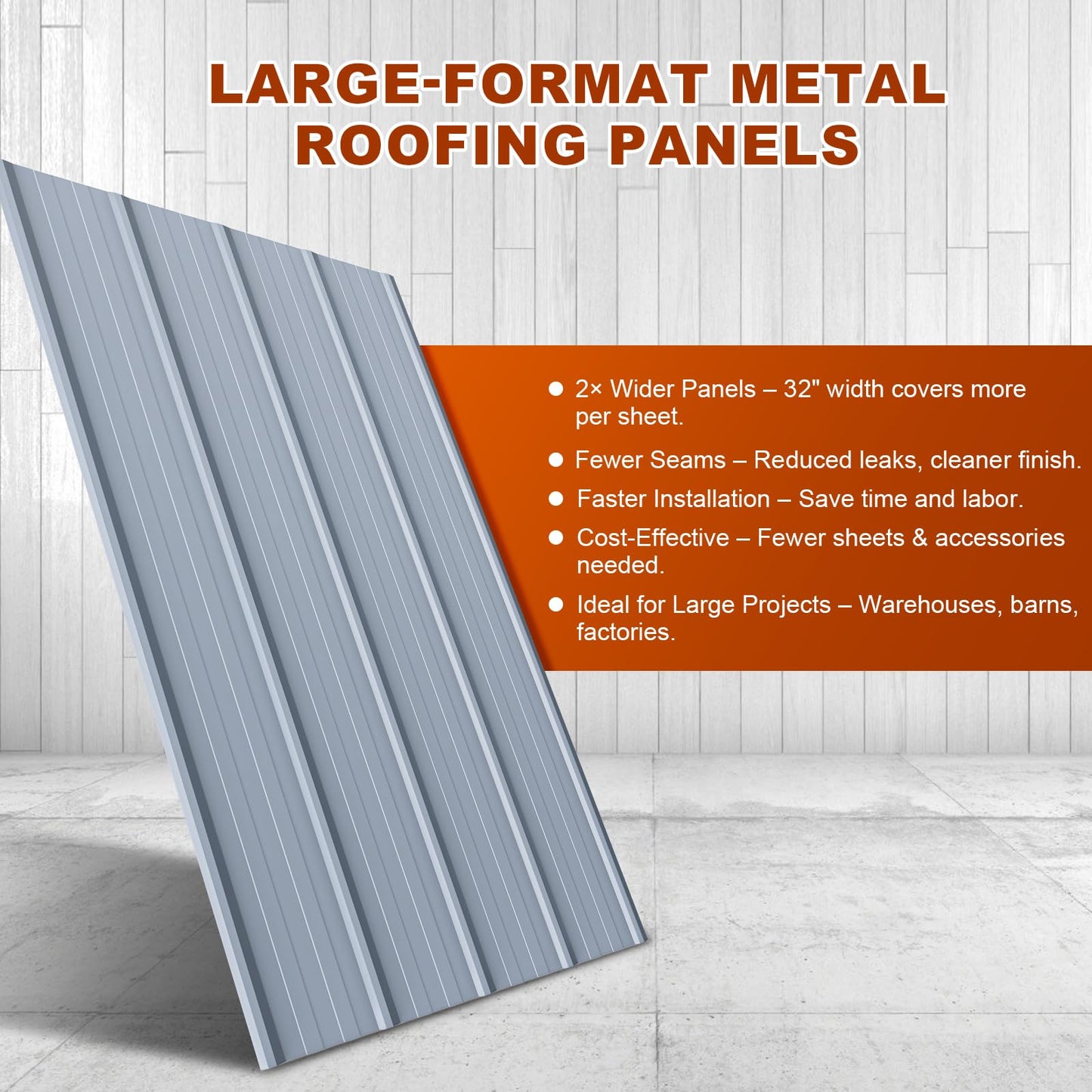 16 Pack Large Metal Roofing Panels, 60" x 36" Each, 240 Sq. Ft. Coverage, Corrugated Galvanized Roofing Panels for Residential Commercial Roofing, Fencing, Wall Siding (Silver)