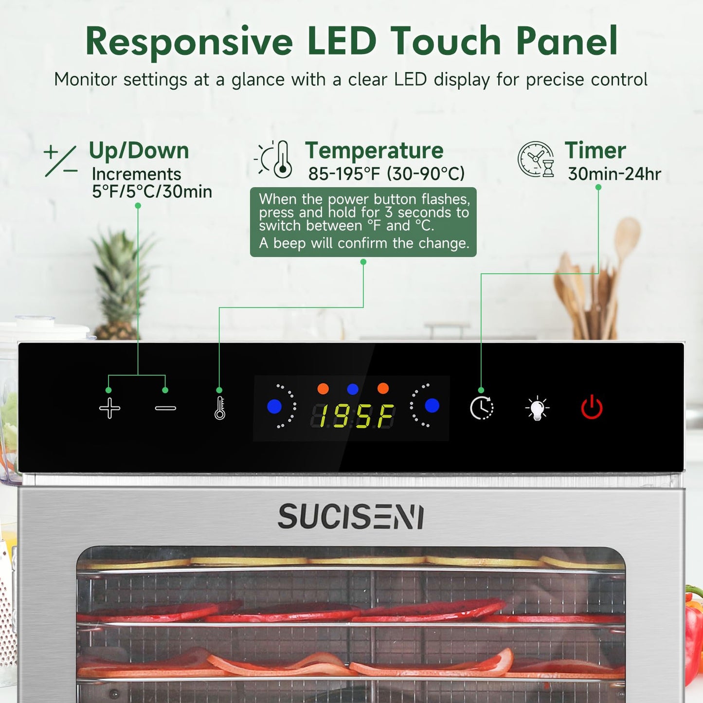 Food Dehydrator Machine 18 Stainless Steel Trays 1000W Commercial Food Dehydrator with 24H Digital Timer LED Temperature Control Food Dryer Beef Jerky Maker for Dehydrated Meat Fruit Herb