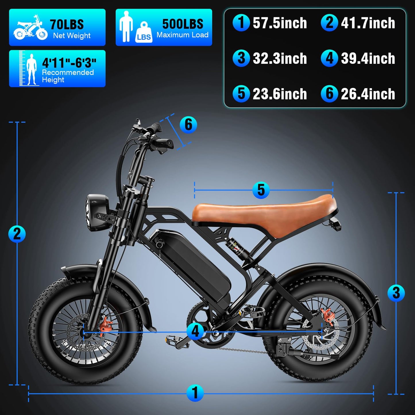 Furider Electric Bike for Adults, 1200W Peak Power Ebike, 28MPH, 48V 18Ah Removable Battery, 35-Mile Range, 500LBS Load, 16'' Fat Tire Electric Dirt Bikes, Electric Mountain Bicycles for All-Terrain