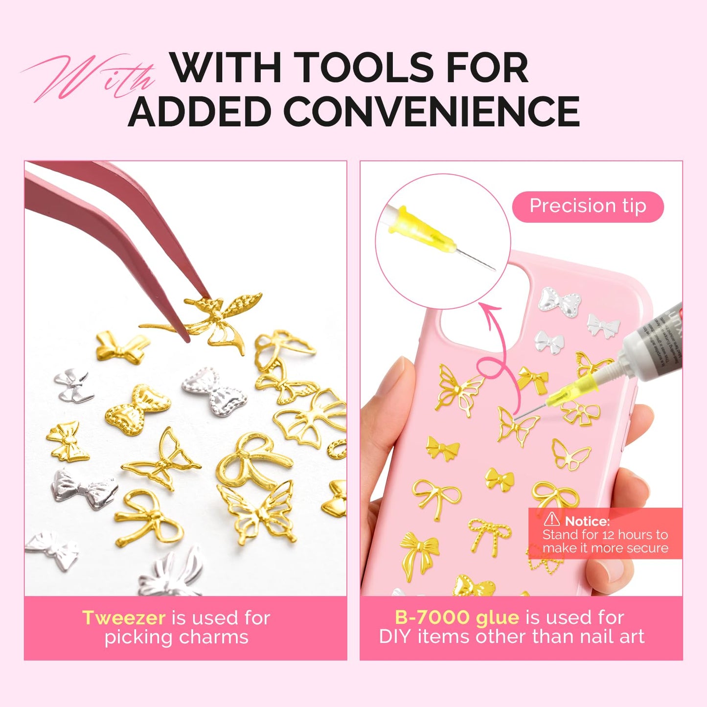 MelodySusie Pen-Shaped Portable Nail Drill with 3D Nail Charms and Gems