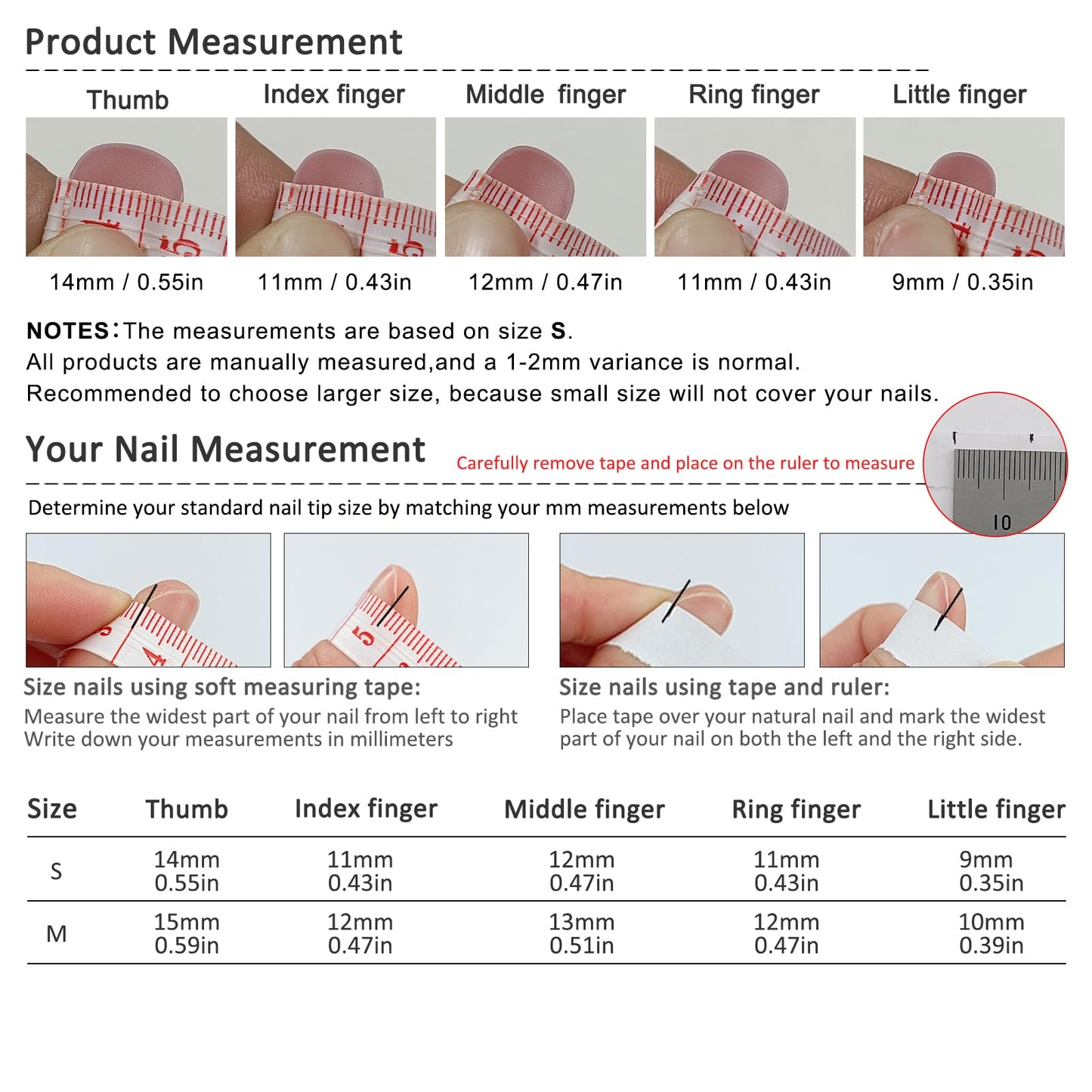 TENPAL Short Squoval Square Press on Nails - Nude Pink French Ombre Black White with Glitter Carving Florals| Icy Glossy Sweet Edge Style False Nails(M)