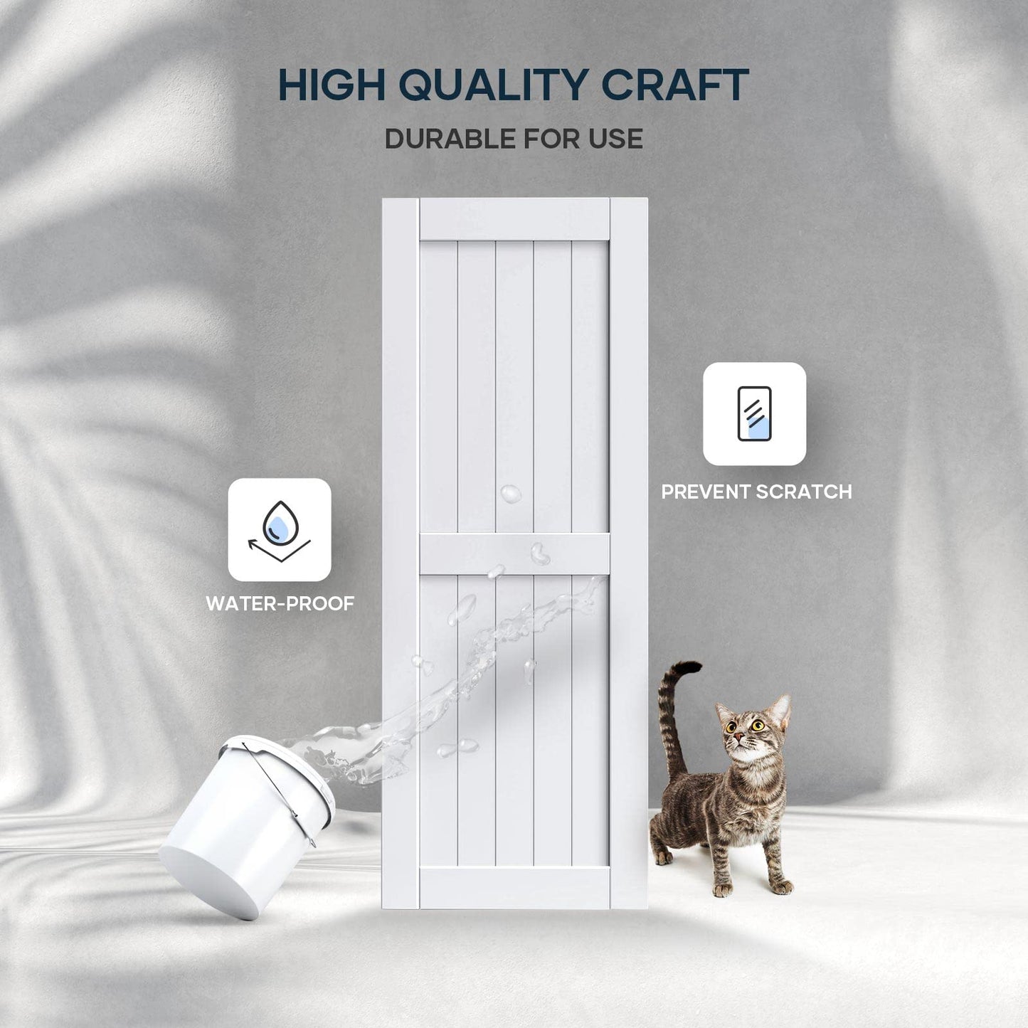 EaseLife 30 x 80 inch White Barn Door with 5.5FT Sliding Door Hardware Kit Included & Handle,Solid Wood Covered with Waterproof PVC Surface,DIY Assemblely,Easy Install,H-Frame,Fit 26-28in Wide Opening