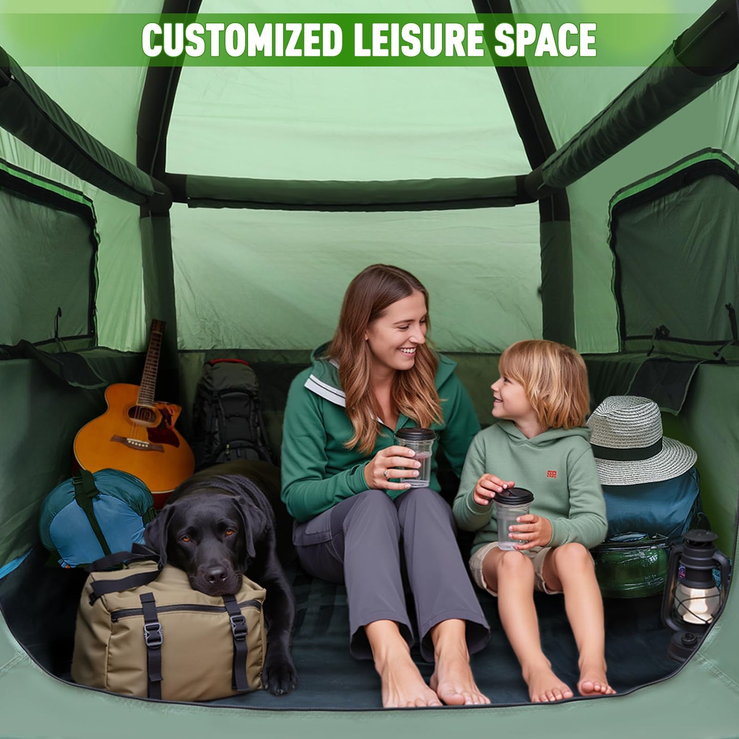 Truck Bed Tent 5.5ft-8ft Easy Set up Inflatable Pickup Truck Tent with Pump for Camping PU 3000mm Waterproof Dual-use Pickup Tent or Camping Tent for 2 Person Double Layer Mesh Window & Door