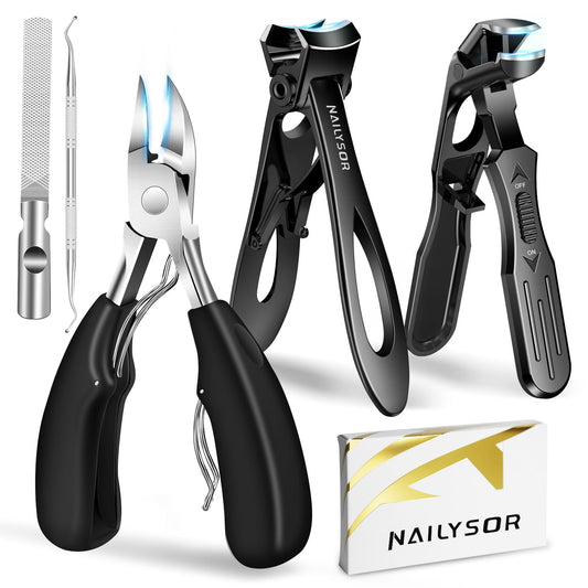 Upgrade Ultra Wide Jaw Opening Nail Clippers for Thick Nails, Long Handled Toenail Clippers for Seniors Thick Toenails, Large Angled Head Sharp Cutters, Fingernail Clippers with Catcher for Men Women