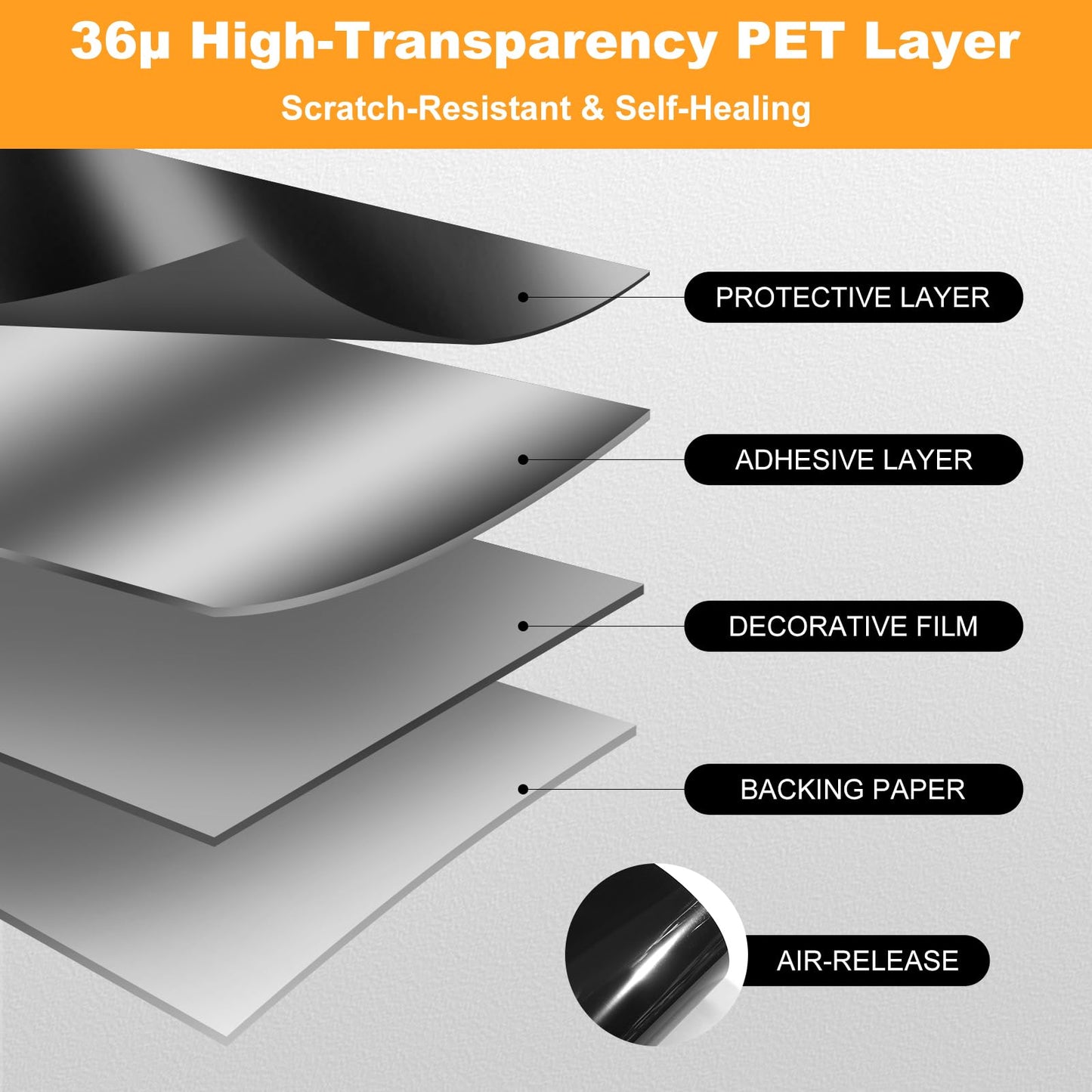 SARCRY Gloss Piano Black Vinyl Car Wrap 50ft x 5ft (17m x 1.52m) - Premium High Gloss Black Vinyl Wrap Film with Air Release, UV Protection, Truck, SUV DIY Paint Protection (for Full Car)
