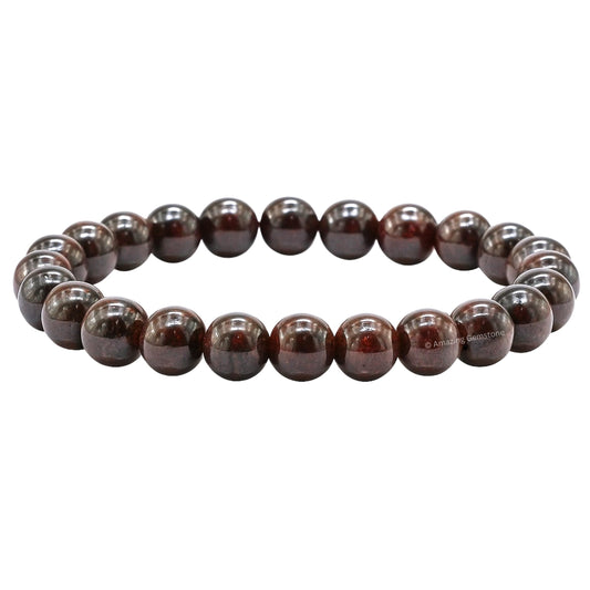 Amazing Gemstone Crystal Bracelet for Women Men's Gifts - Protection Healing Crystal Bracelet - 8mm Gemstone Beaded Stretchable Bracelet Pulseras Para Hombres Mujer Stocking Stuffers Mothers Day Gift (Garnet)