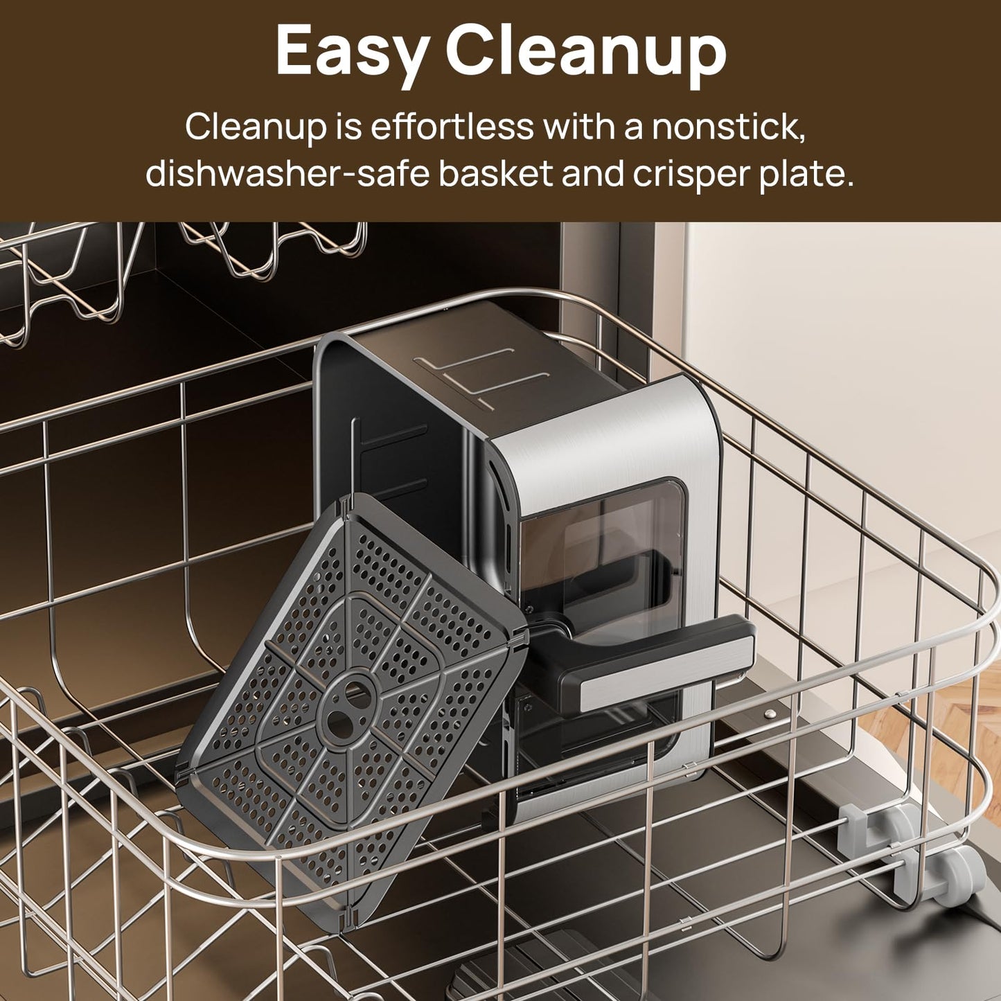 ARINOO Air Fryer Pro with Viewing Window, XL 8 Qt Family Size, 8 Presets French Fries, Chicken, Meat, Pizza, 360° Even Cooking, Recipe Book, 1500W, Nonstick Dishwasher-Safe Basket, 400°F, Black
