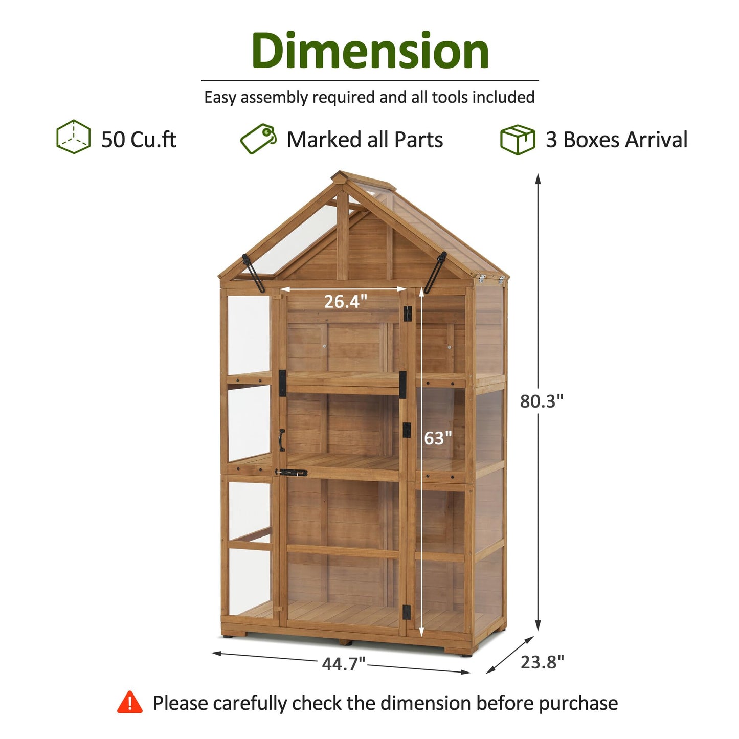 MCombo Wooden Greenhouse Outdoor with Openable Roof Vent and Adjustable Shelves, 0826 (Natural)
