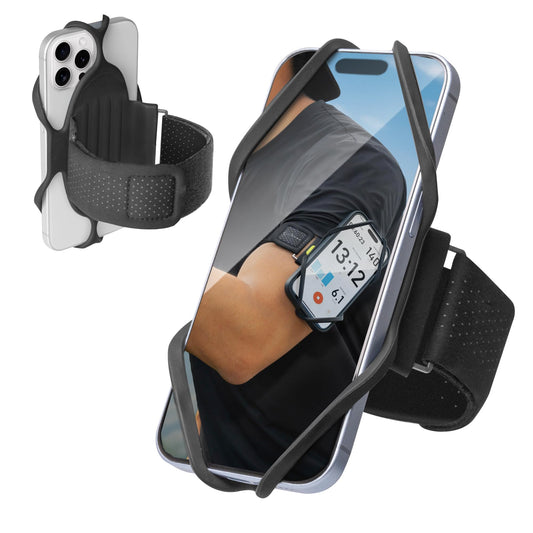 BONE Run Tie 3, Running Phone Armband, Skin-Friendly Silicone Sport Armband with Dual Layer Structure for Heat-Dissipation, Workout Phone Holder for iPhone and 4-7"-7.2" Smartphones (Size L)