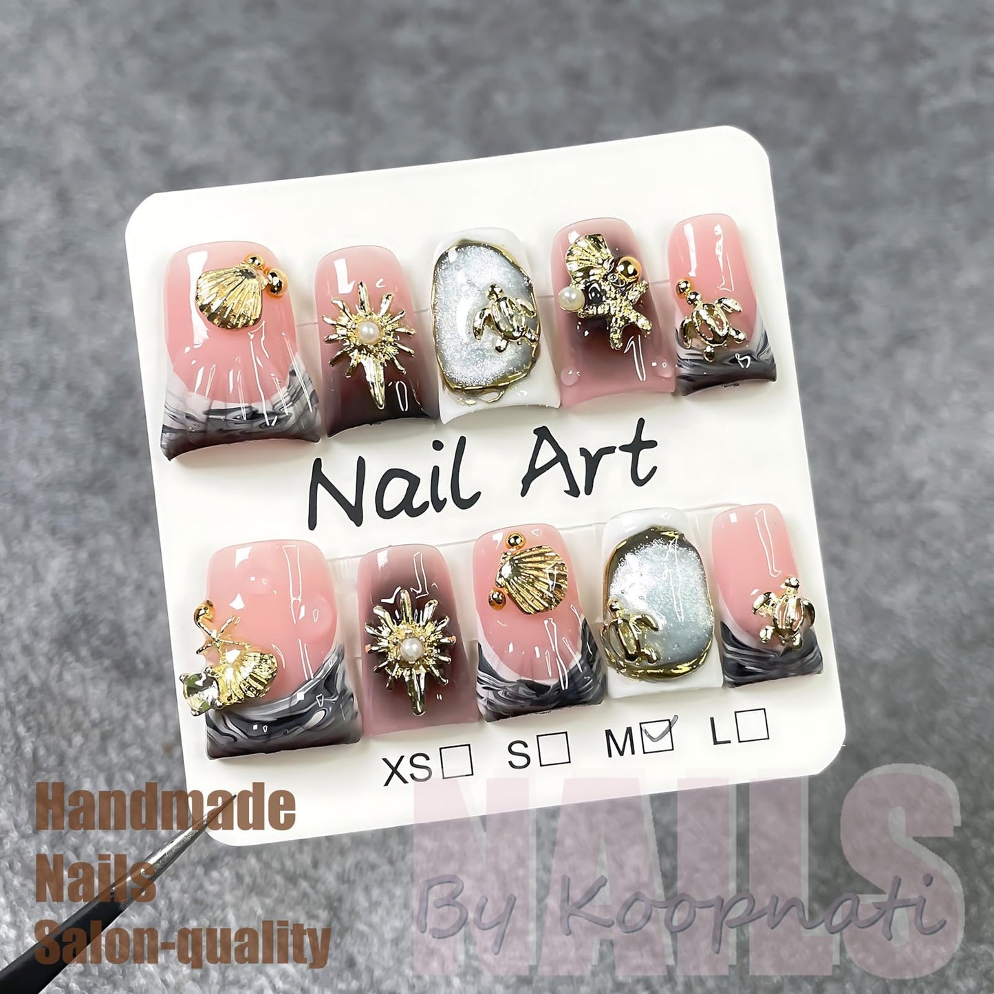 Handmade Press on Nails Short Duck Homemade Press On Nails French Tip with 3D Design Fake Nail Art for Women M