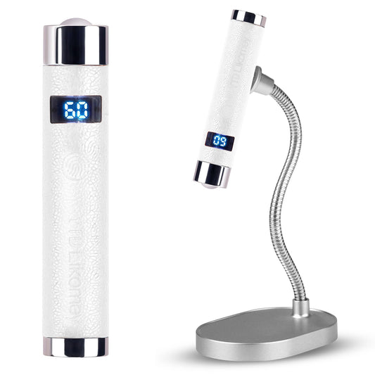 YTD Likomey Intelligent Sensor Handheld UV Light for Nail Gel with Magnetic Stand,Mini Portable Cordless Rechargeable Leather Nail Lamp with LCD Display,Fast Curing for UV Glue Builder Gel-G1 White