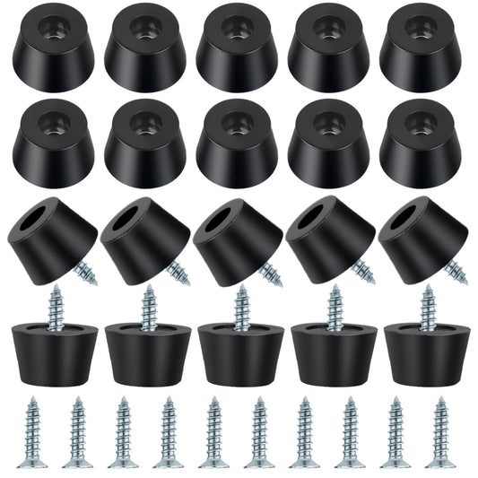 20PCS Rubber Feet for Cutting Board,Rubber Feet with 20 Steel Matching Screws Round Anti Slip Rubbers Foot Pad Anti Slip Furniture Pads,Suitable for Furniture Electronic Equipment Kitchen(Black)