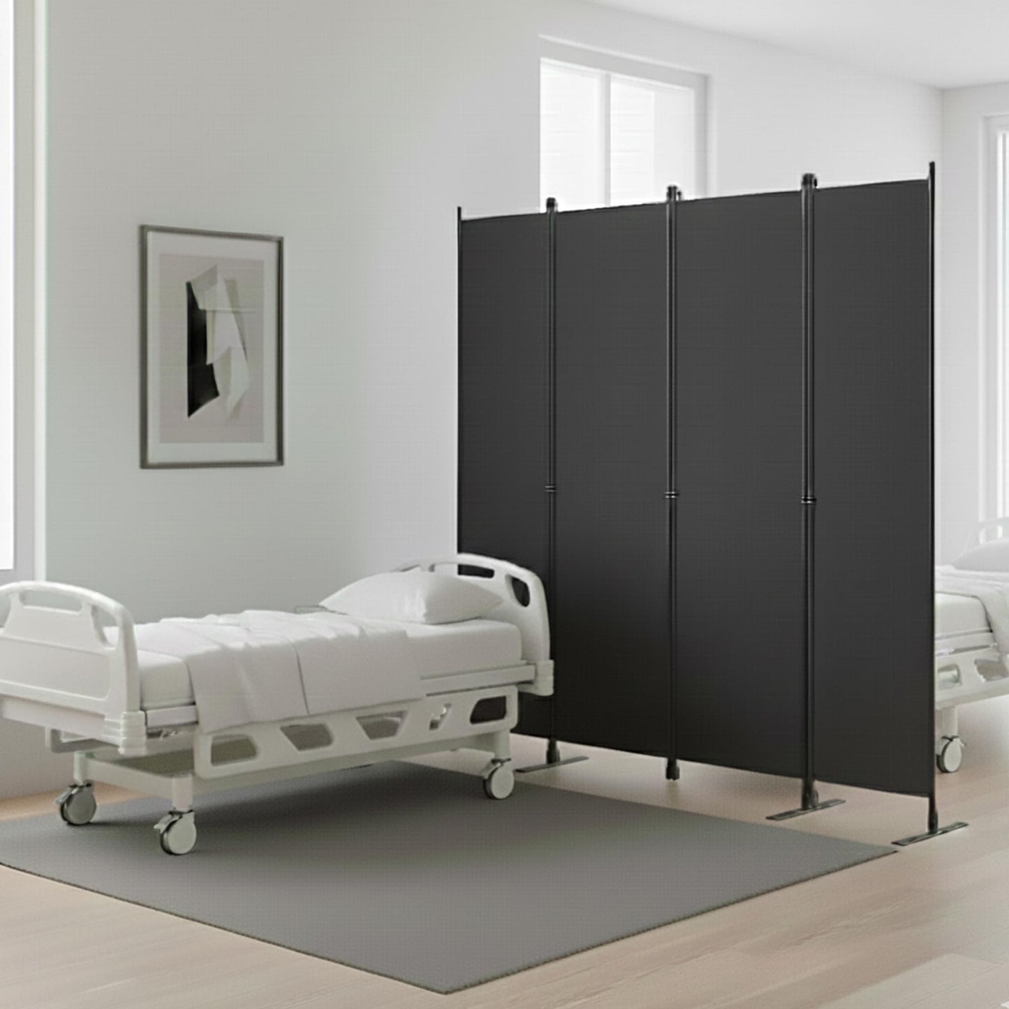 Room Divider 6FT Portable Folding Privacy Screen, 4 Panel Fabric Room Divider Freestanding Room Partition for Bedroom & Office，80" W X 71" H，Gray