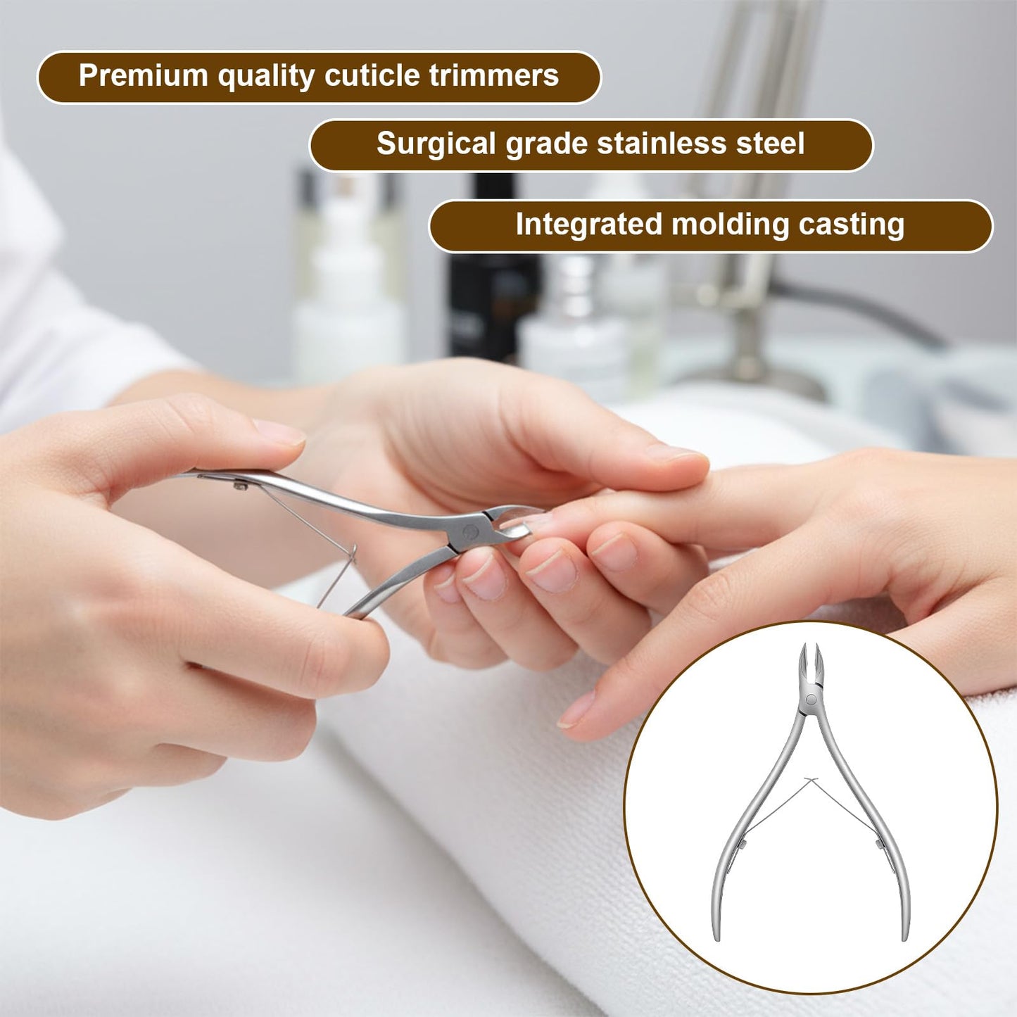 Afcabakila 24 Pcs Cuticle Trimmer with Cuticle Pusher, Professional Stainless Steel Nippers, Manicure Pedicure Tools with Pusher & Protective Cover, Double Spring for Nail Care Pedicure Nail Tools