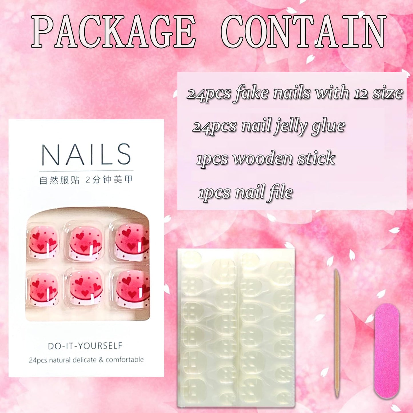 FIEONCIY Press on Toenails with Designs Acrylic Fake Nails for Toe Artificial False Nails with Charms Glue on Toe for Spring Summer Stick on Toenails for Women Girls(F182)