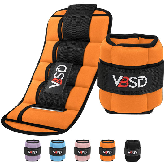 VBSD Adjustable Ankle Weights for Men Women, 10lb 1 Pair Leg Weight Straps, Weighted Ankle Weights Set for Gym, Yoga, Jogging, Walking, Aerobics, 1-5 lbs Each Ankle, 1 Pair 2-10 lbs, Orange