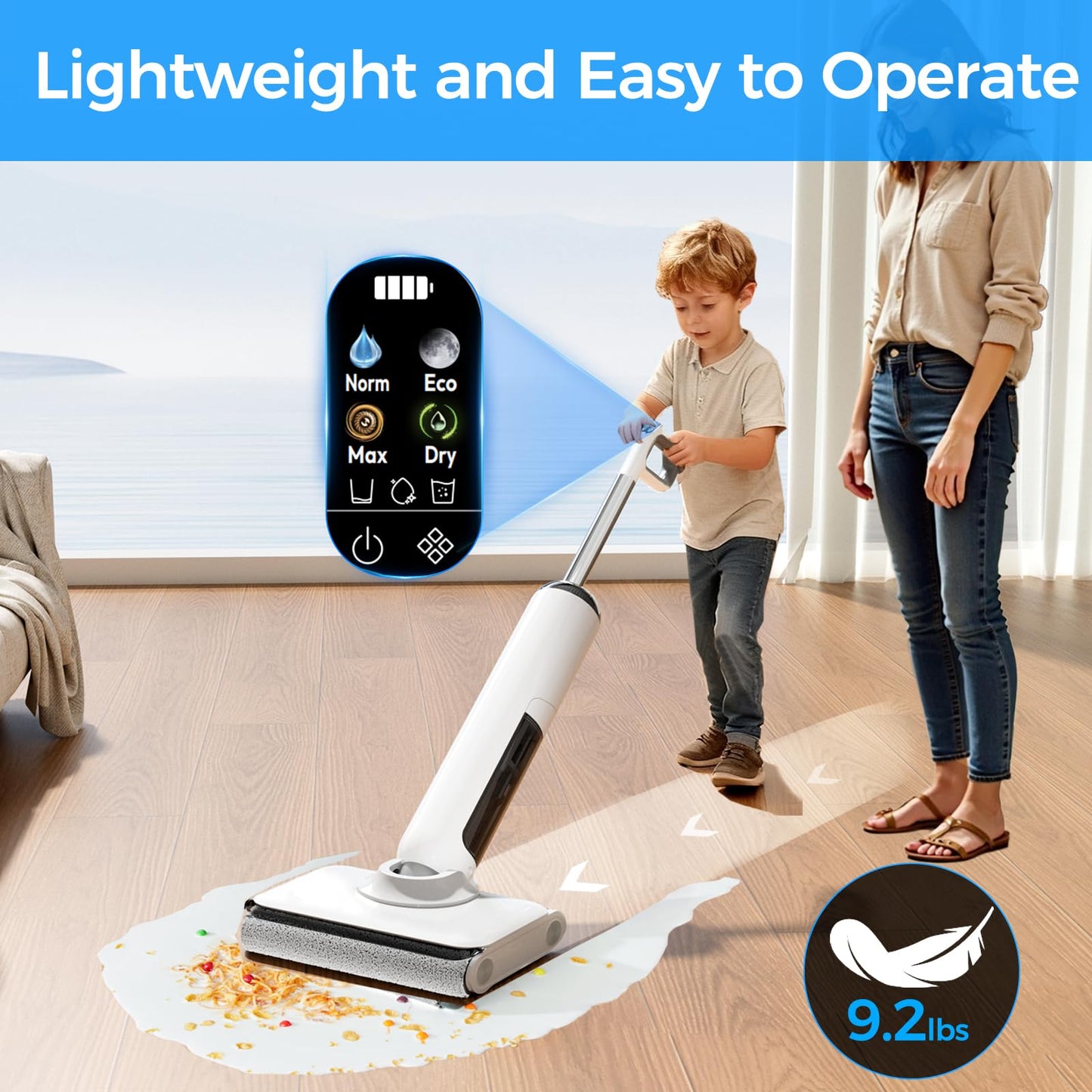 HABIUBIU Wet Dry Vacuum Cleaner, 180° Lay-Flat Cordless Vacuum Mop Combo with Edge Cleaning, All-in-One Floor Cleaner for Hard Floors, 45mins Runtime, Full-Path Self-Cleaning&185℉ Flashdry