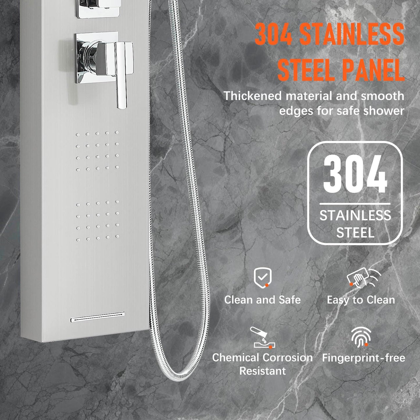 FUZ Shower Panel Tower System, Stainless Steel 5 IN 1 Shower Panel System with LED Fancy Rain Shower Head and Handheld, Adujstable Rainfall Massage Body Jets and Tub Spout, Brushed Nickel Shower Tower