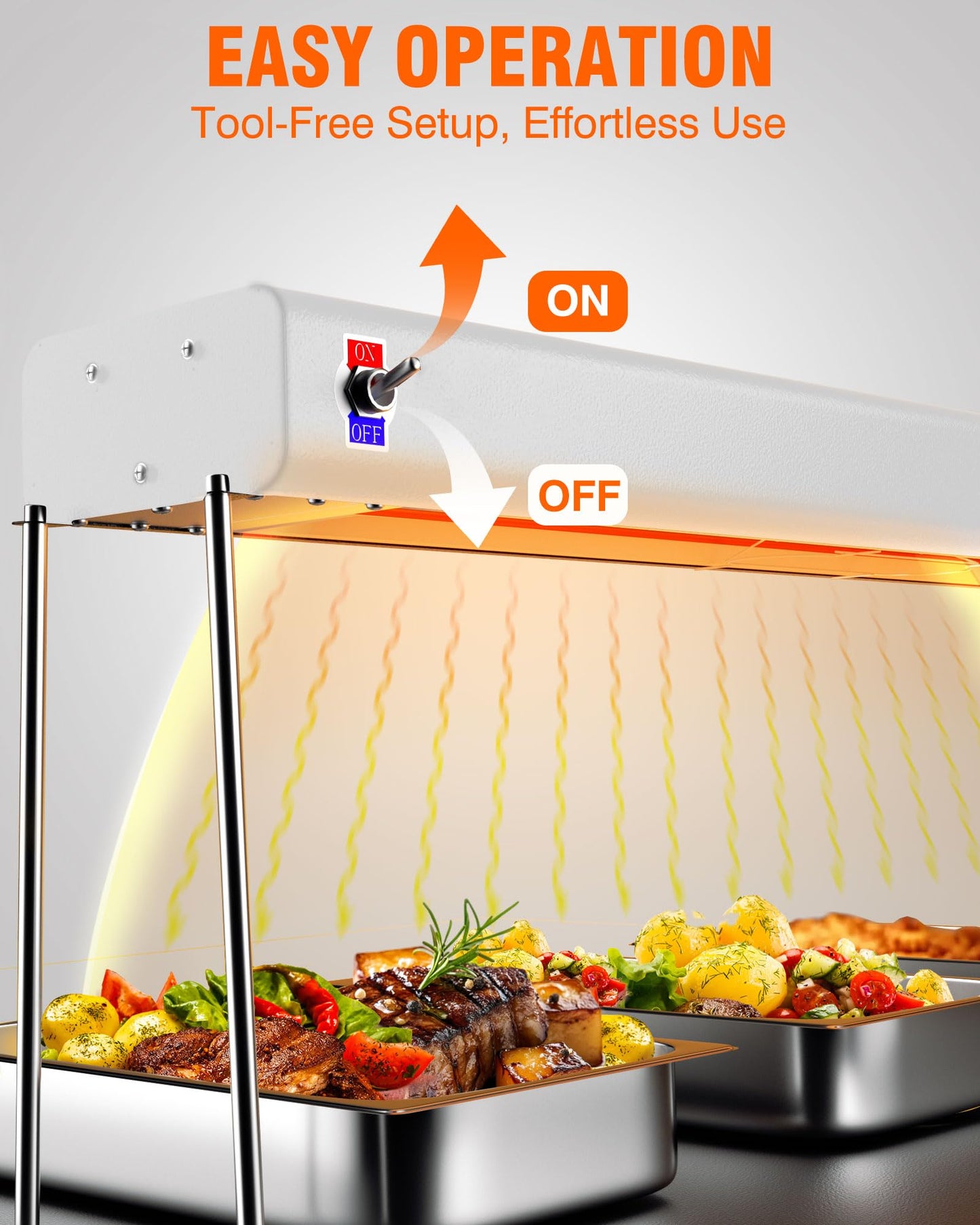 PYY Food Heat Lamp - 35 Inch 86-176°F/30-80°C Aluminum Overhead & Hanging Food Warmer Lamp Strip Food Warming Lamp Heater Electric Commercial Food Heat Lamp for Catering Kitchen Restaurant Buffet 750W