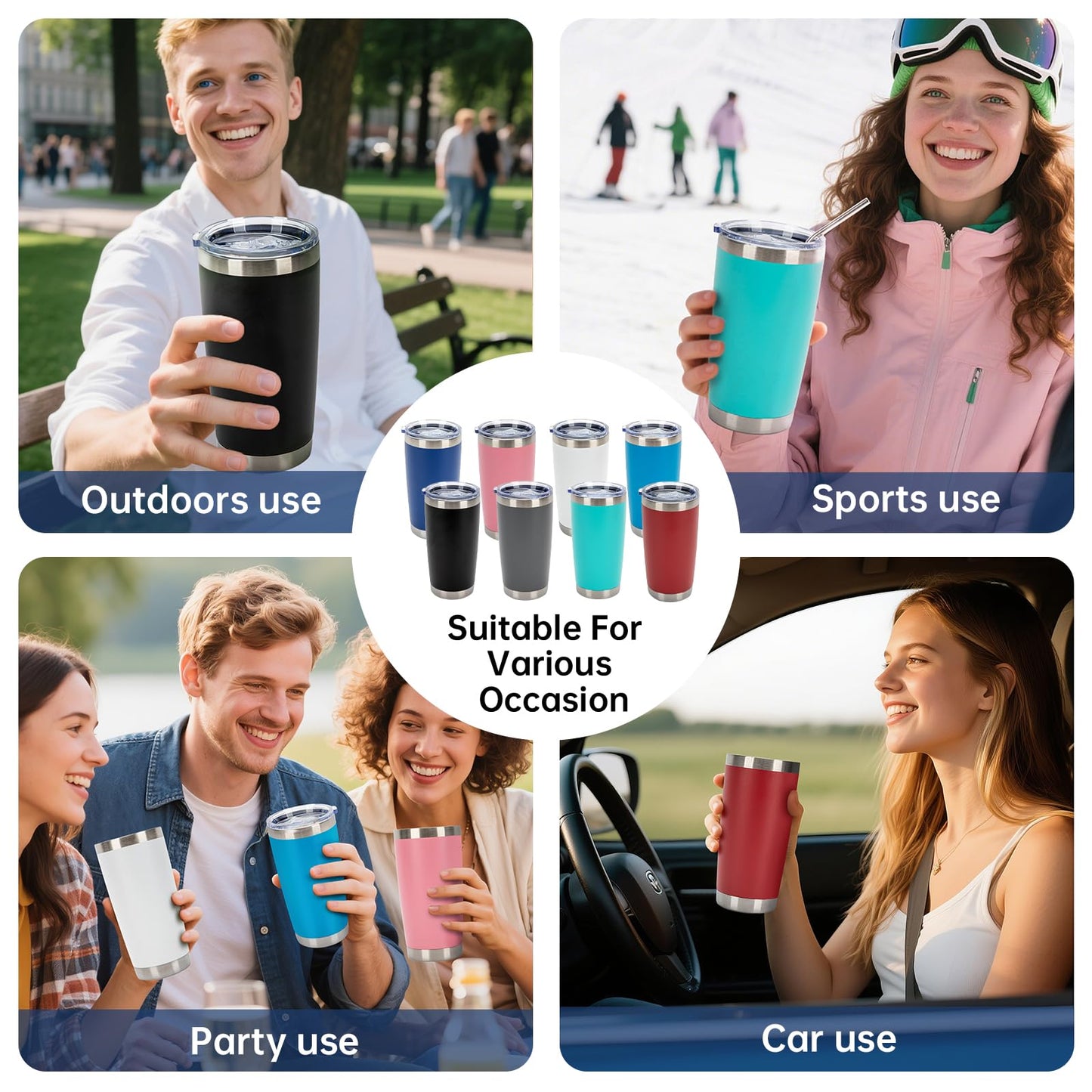 IEOVIEE 32 Pack, 20oz Stainless Steel Bulk Tumblers with Lids and Straws, Double Wall Insulated Travel Coffee Mug, Durable Powder Coated Tumbler Bulk Cup for Cold and Hot Drinks(Mixed color)