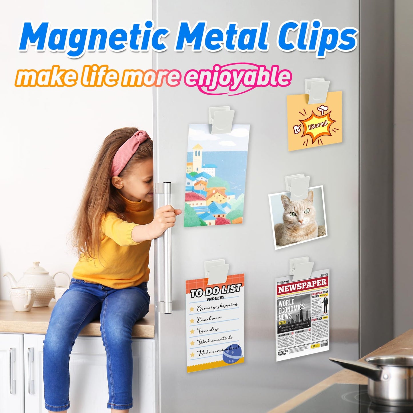 VNDUEEY 24Pcs Whiteboard Magnets, Strong Magnetic Clips Refrigerator Magnet, Magnet Clips Heavy Duty, White Metal Clip with Magnets for Home, Office, Classroom Teacher Supplies